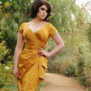 Pinup Girl Clothing Ava Dress Gold